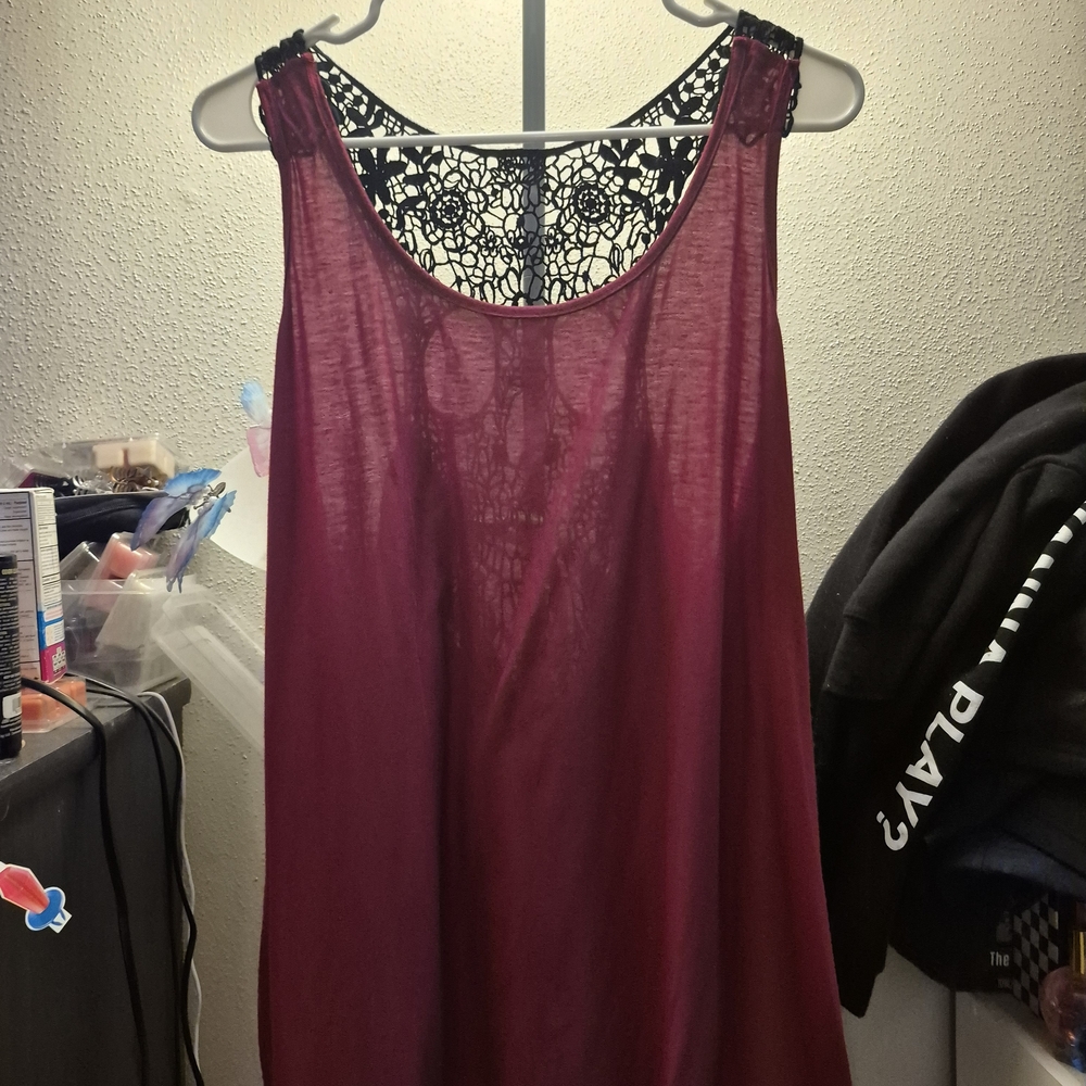 Hot Topic Red and Black Backless Embellished Tank Top